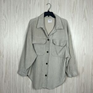 Ci SONO Outerwear Cream Ribbed Corduroy Oversized Long Sleeve Shacket, L